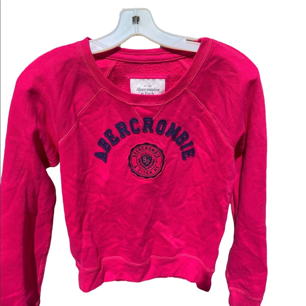 Hollister pink and green hooded sweatshirt